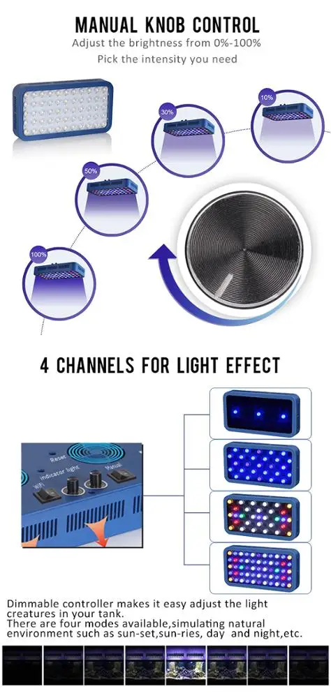 Big discount Manual Knob control 165w coral reef tank black aquarium light