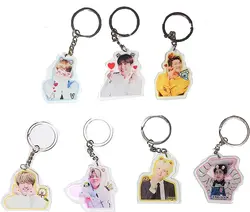 Custom Logo Cute Blank Transparent Gift Double Sided Visible Idol Printing Plastic Cartoon Acrylic BTS Keychain