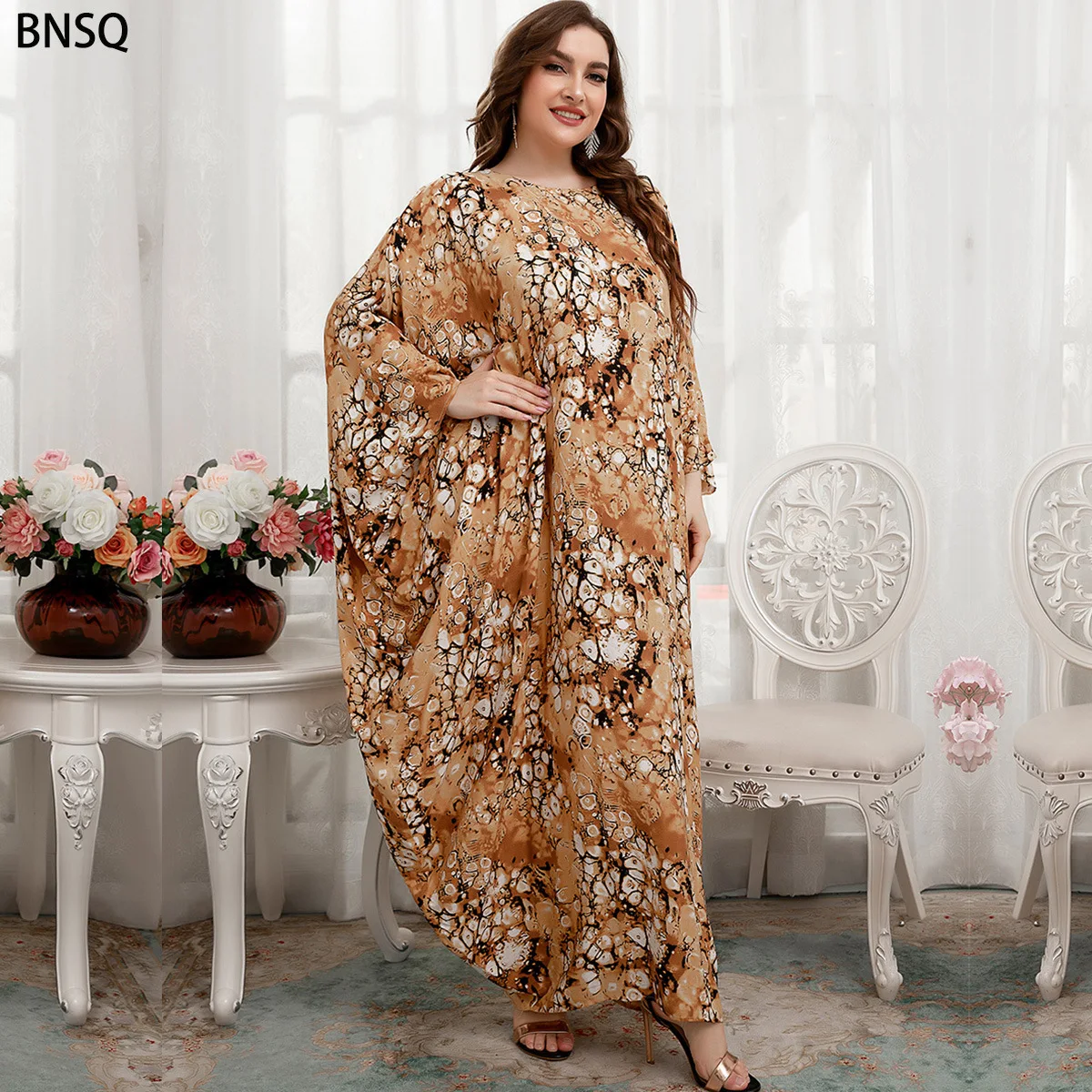 2022 Abaya Dubai Dress Islamic Kaftan Floral Print Moroccan Kaftan Women Muslim Dresses