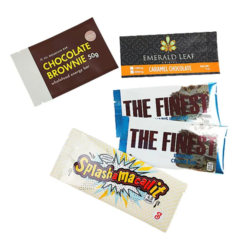 Изготовленный на заказ трехсторонний герметичный плоский пакет алюминиевая фольга липкое печенье конфеты энергетический орех шоколадный батончик упаковка термогерметичные пакеты