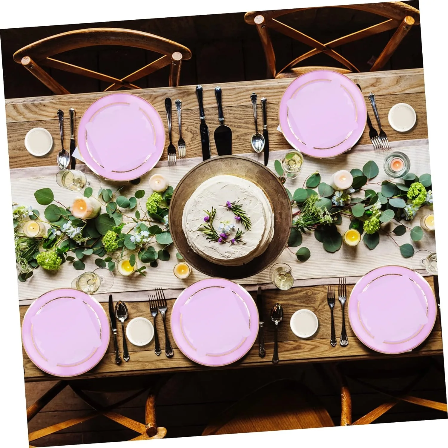 Bronzing Decagonal Party Purple Paper Plates Cups Napkins Disposable Tableware Set For Birthday Baby Shower Party Decoration