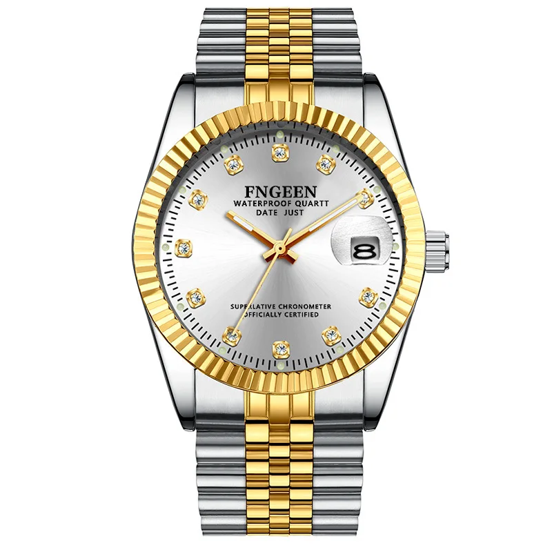 wholesale fashion luxury Stainless steel couples wristwatches waterproof gold quartz Watch for men