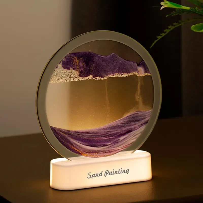 Moving Sand Art Table 3D Deep Sea Sandscape Quicksand 7Color Changing Sand Motion Desk lamp Desktop Art Toys for Life
