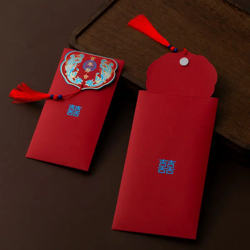 Конверт с красными наличными роскошные конверты индивидуальным принтом упаковочный бумажный конверт для китайского Нового года весны фестиваля лунного
