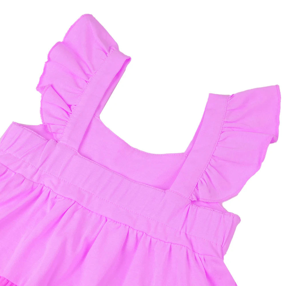 Toddler Girls Spaghetti Strap Midi Dress Flutter Sleeve Knit 95% Cotton and 5% Spandex 100% Cotton Tiered Dresses
