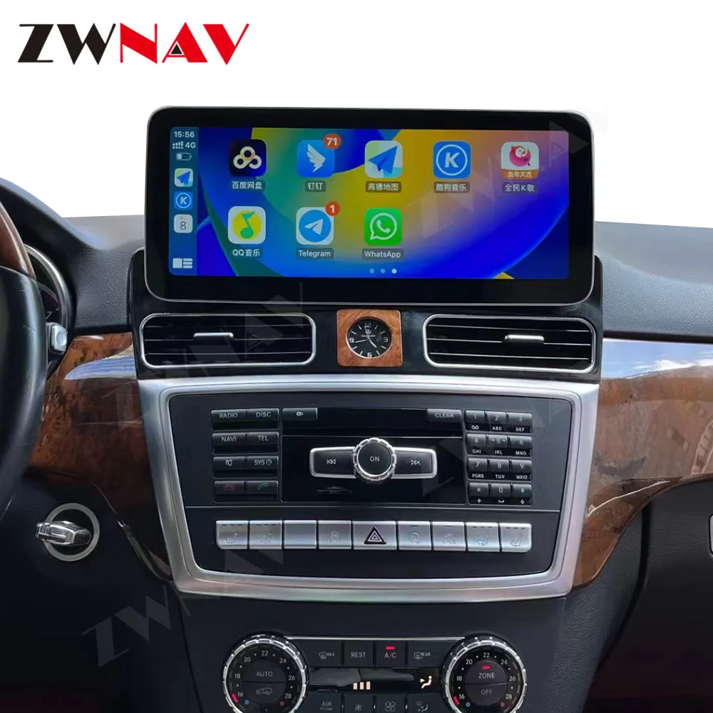 ZWNAV 12.3 Inch Touch Screen Android 12 Car DVD Player GPS Navigation With Carplay Stereo Radio For Mercedes Benz ML Car Video