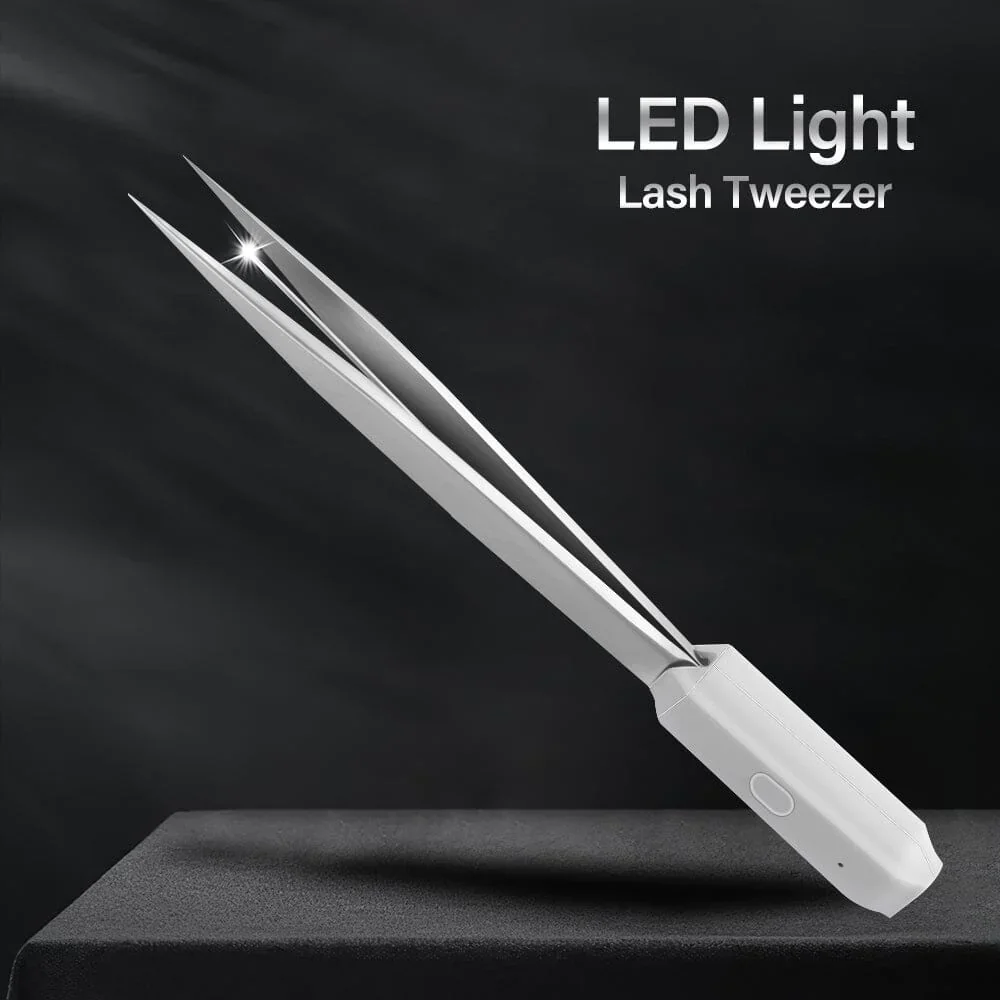 VEYES wholesale Stainless Steel Make Up tool LED Light Eyelash LED Light Lash Tweezer For Professional Eyelash Extension