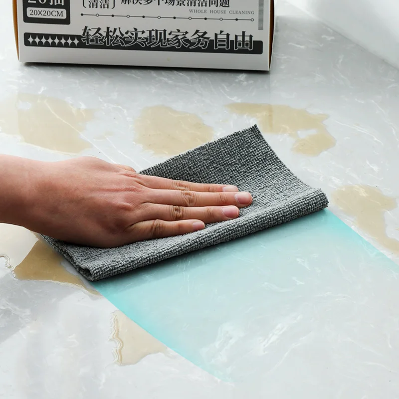 Disposable Microfiber Dish Wash Rags in Box (Pack of 20)180GSM Lint Free Cloth Reusable Kitchen Cleaning Auto Shops 8in GREY