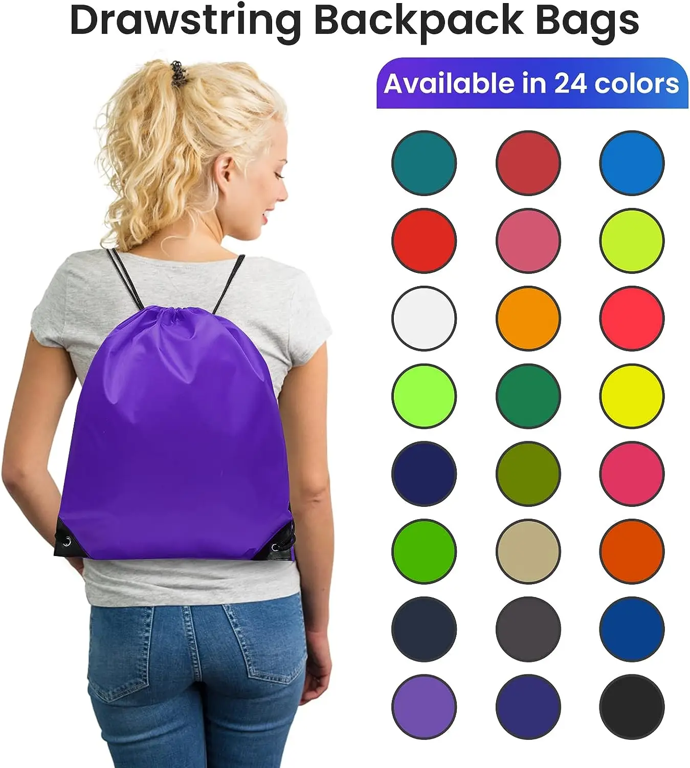 U-Meking Custom Logo Promotional Custom Waterproof Gym Draw String Polyester Bags Sport Nylon Backpack Drawstring Bag for Sport
