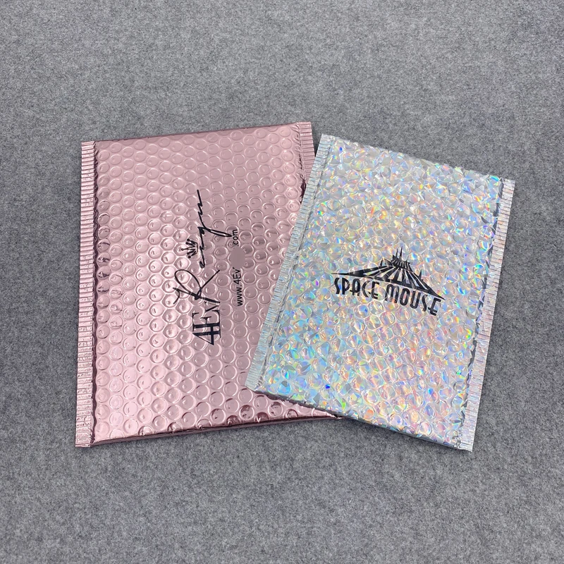 Custom Printed Bubble Mailer Padded Envelopes Packaging Bag Rose Gold Bubble Mailer With Logo