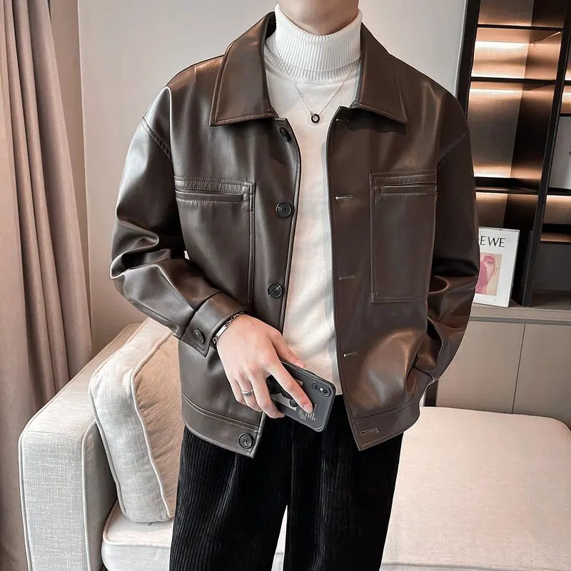 OEM Custom Design Classic Motorcycle Leather Jacket Bikers Men Vegan Zip up Leather PU Jackets For Men