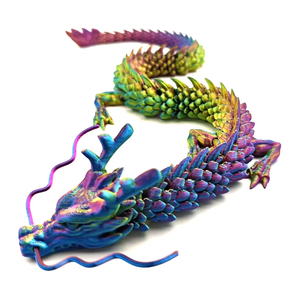 Hot Sale 3d Printed Chinese Dragon Decoration Multi-Joint Movable Creative Chinese Dragon Statues Model 3d Dragon Toy