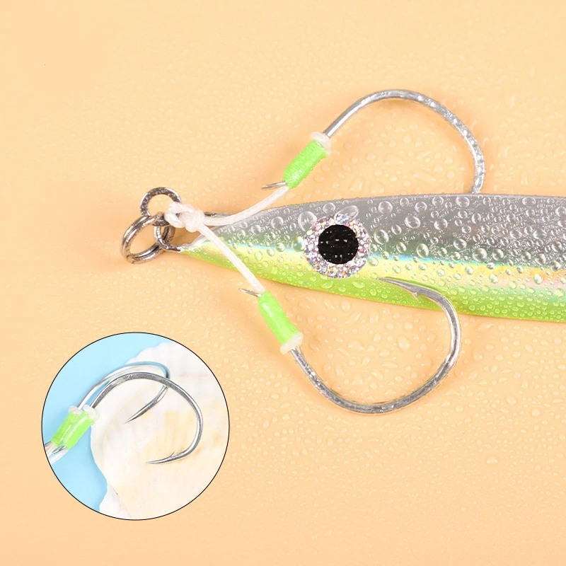 Entice Victory 2/0#~6/0# jig double fishing hook jigging hooks for deep sea fishing by the weight of the jig