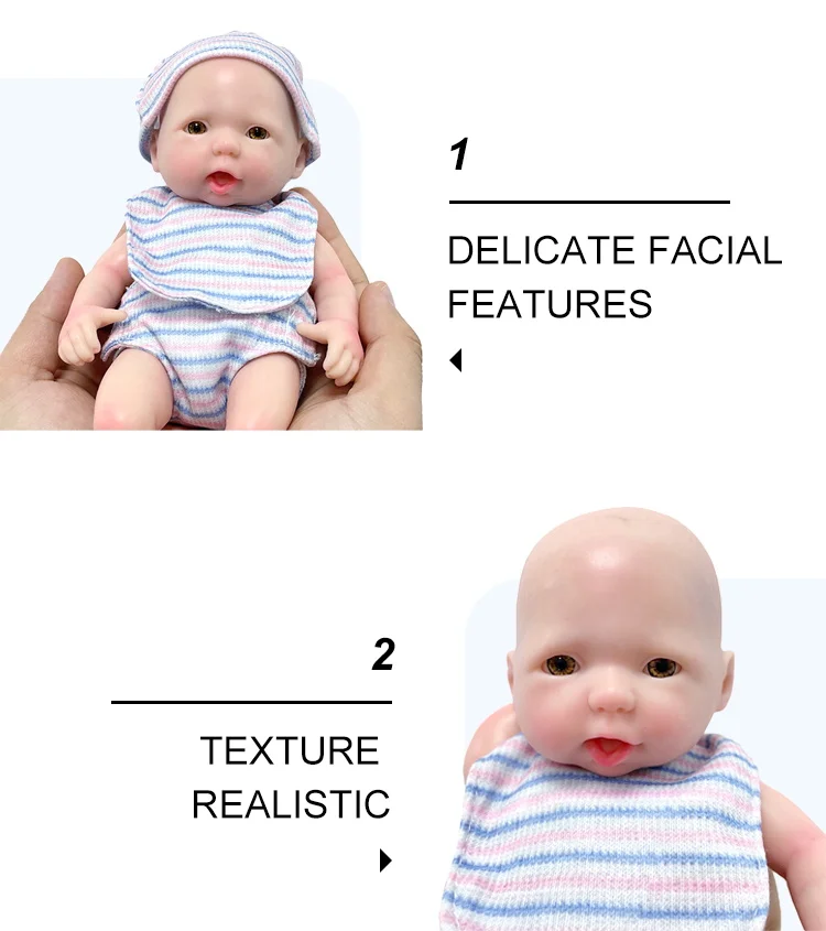 9'20cm 100% Full Body Silicone Reborn Doll Acrylic Eyes Girl Baby Newborn Toddler Soft Toys for Children Gift