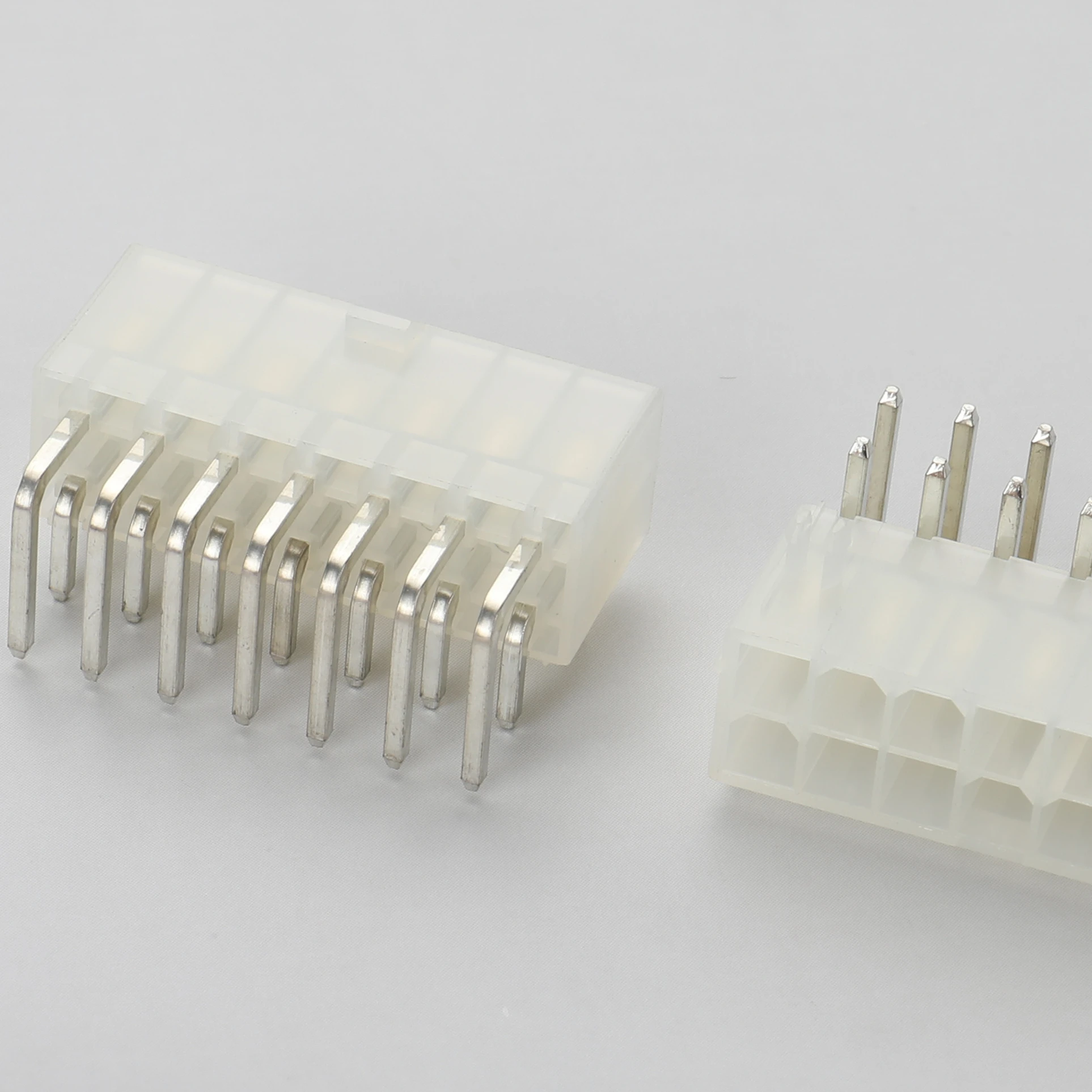 Molex connector 5569 Mini Fit 14 pin pcb header wire to board right angle 2X7 R/A 4.2mm 7A Blk Peg white 172448-0014