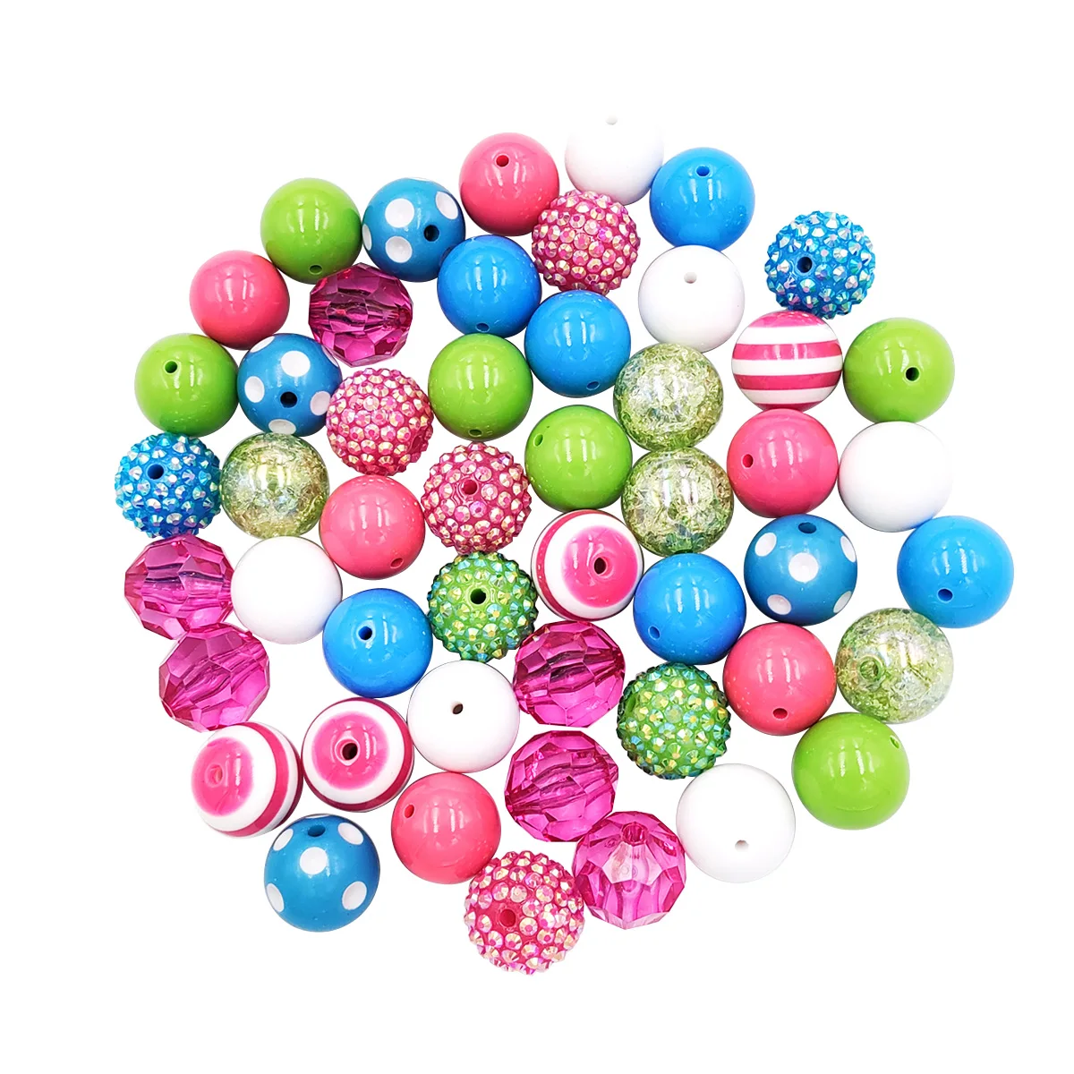 20mm Chunky Bubblegum Beads Jumbo Plastic Beads  Colorful Rhinestone Pearl Beads for Pen Bag Chain Jewelry Making