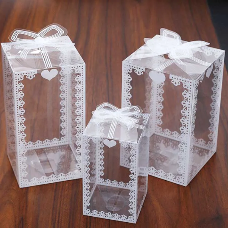 ZL Wholesale Luxury Fancy Packaging Flower Cookies Candy Clear PVC Plastic Gift Box Wedding Favors Gift Box Packaging