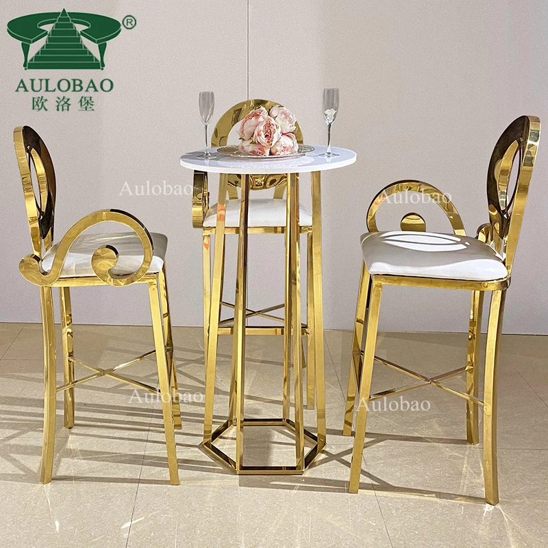 New bar stools high chair golden stainless steel long leg chair for sale