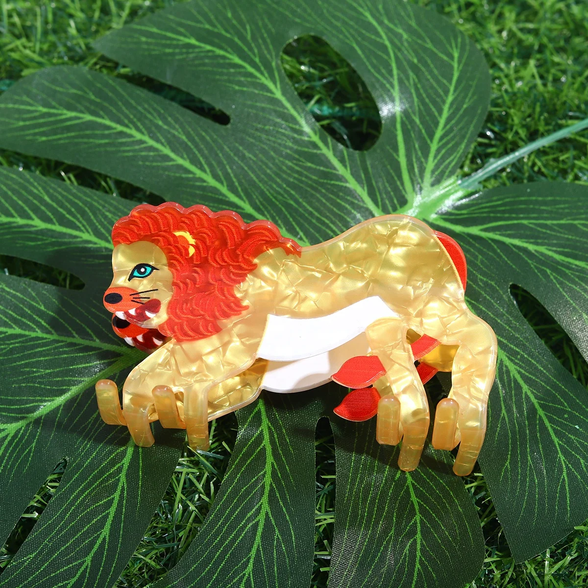 personalized custom acrylic lion animal hair claw clip strong hold hair claw clips for women