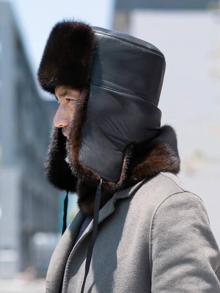 CX-C-170B Fashion Mink Fur Russian Style Mens Winter Hats