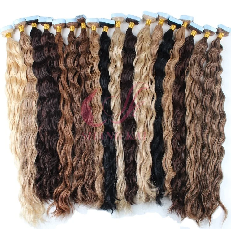 Competitive Price Good Quality raw original human hair cheap curly tape in hair extensions human real hair with invisible tape