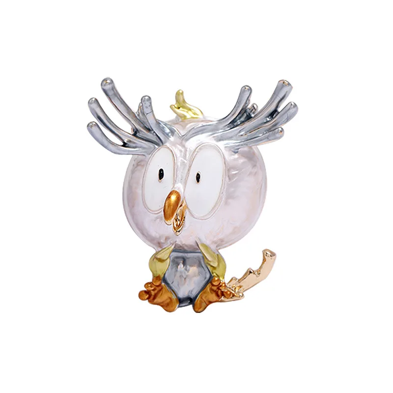 JAENONES Factory Fashion Custom Enamel Alloy Cartoon Animal Cute Pin Owl Brooch Bird Brooch For Women