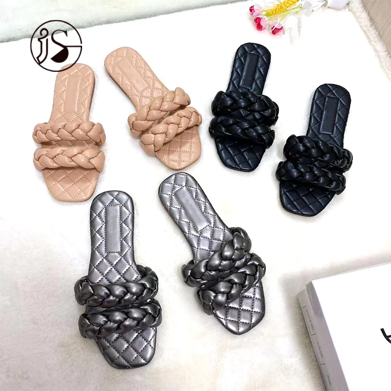 
2020 High quality Hand woven Slides Female slippers Beach slippers 