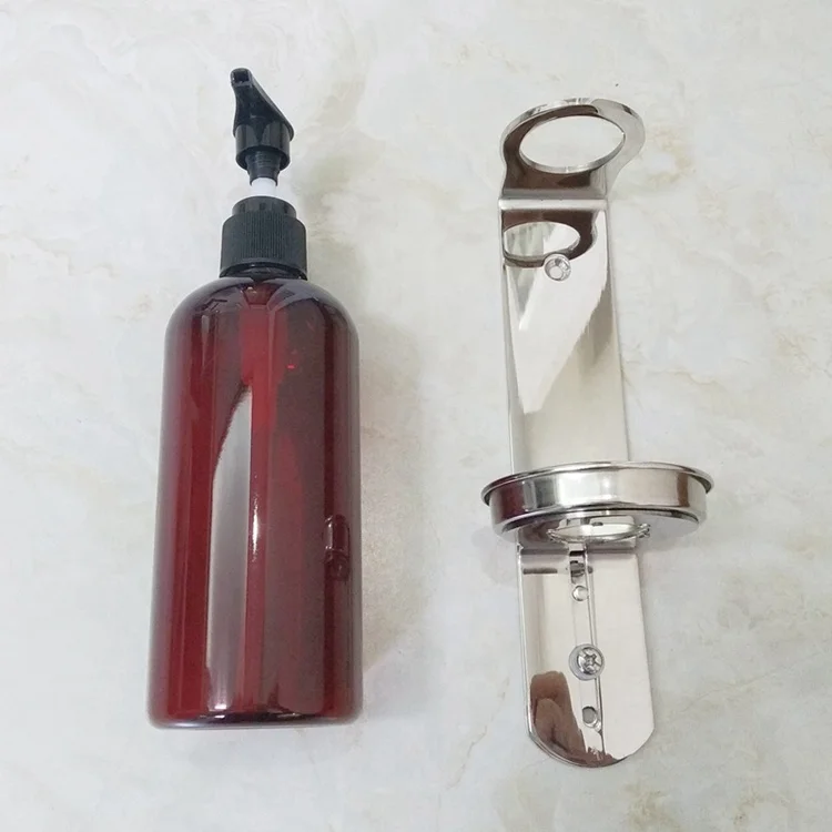 Европейский стиль 300 мл ПЭТ-коричневый цвет коместическая бутылка мыла дозатор из нержавеющей стали настенный кронштейн полка