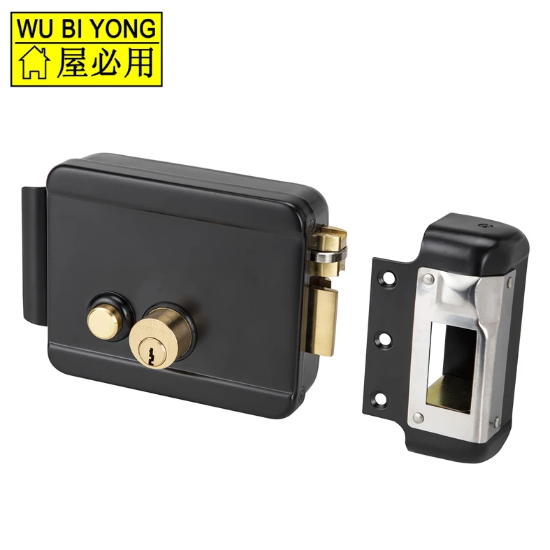 Popular Product Black painting Steel Electric Rim Lock For Access Control, 12V DC Electric door lock