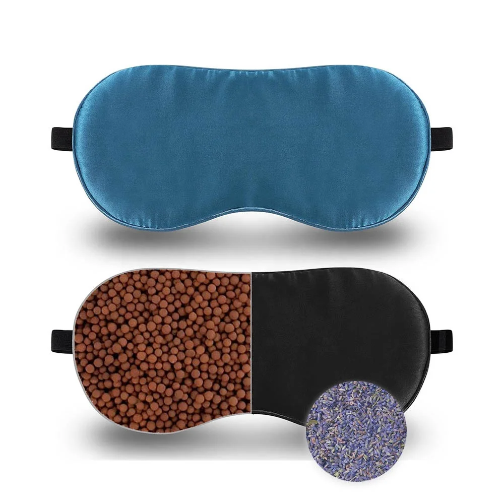 soft fleece eye mask with microwave lavender clay beads reusable hot & cold yoga eye heating pad heat compress pack