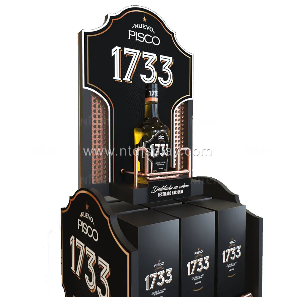 Custom design bar counter wine display cabinet thermostatic supermarket retail store liquor wine display stand