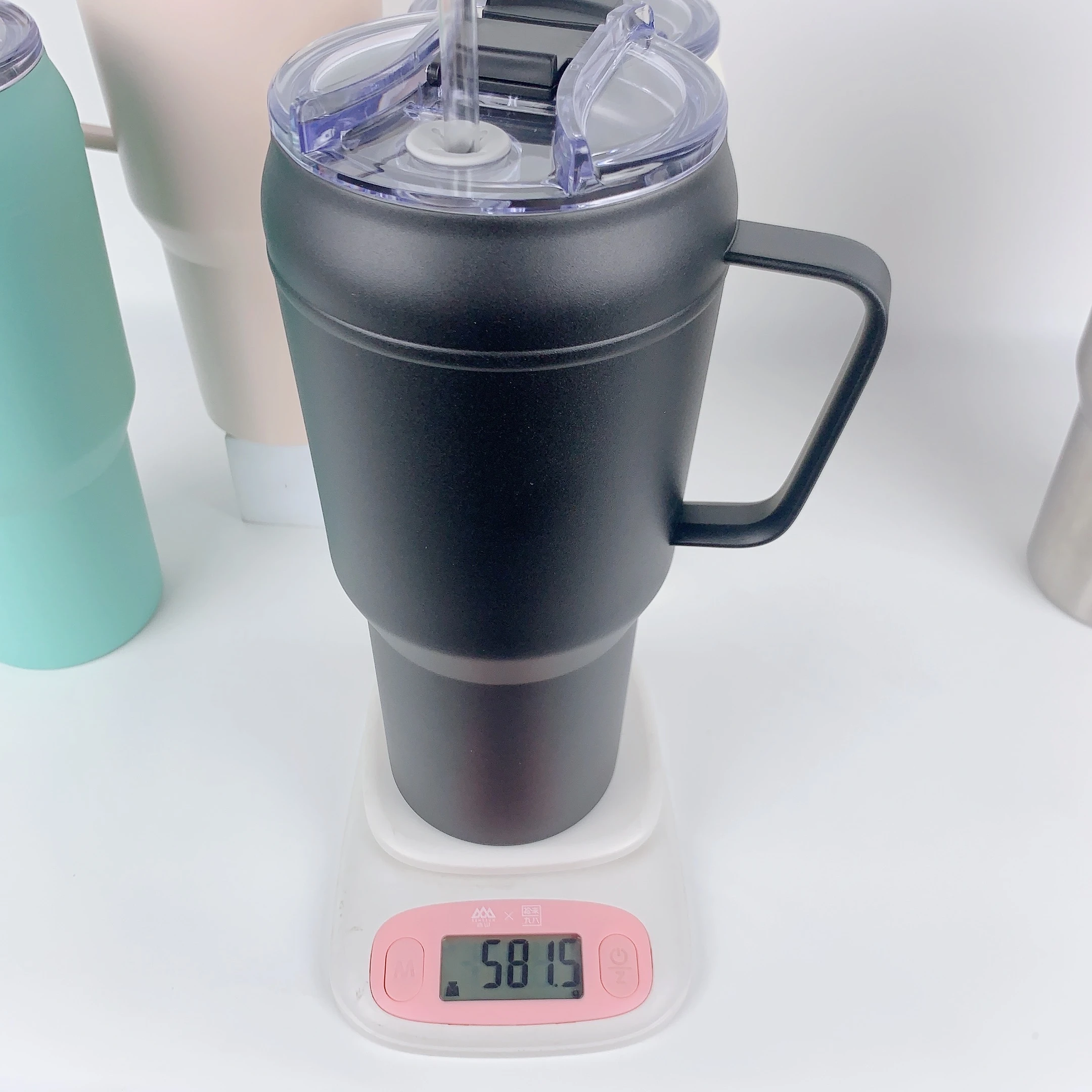 40oz Double Wall Vacuum Stainless Steel Tumbler Insulated Cup with Handle Coffee Travel Mug Durable Powder Coated