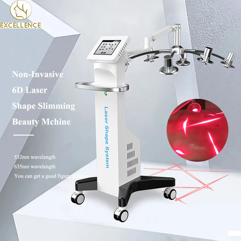 Best selling 6D Lipo Laser 532nm 635nm Wavelength Green Red Light Therapy Lipo Laser Fast Slimming Machine