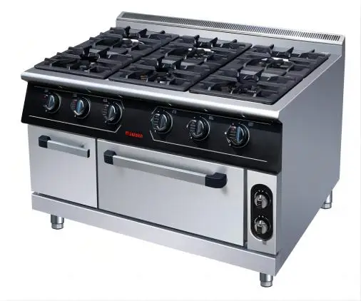 Commercial restaurant Kitchen Equipment Gas Stove Cooker 6 Burners Gas Range With Oven