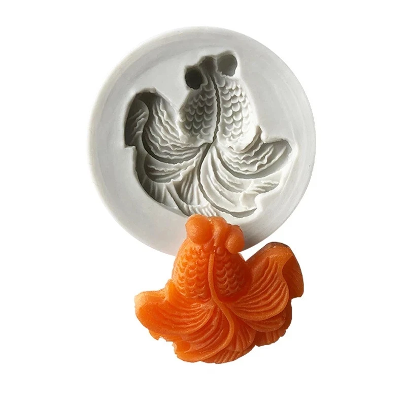 XGY-32 New 3D 3 Size Goldfish Shape Silicone Fondant Mould 3 pcs per set