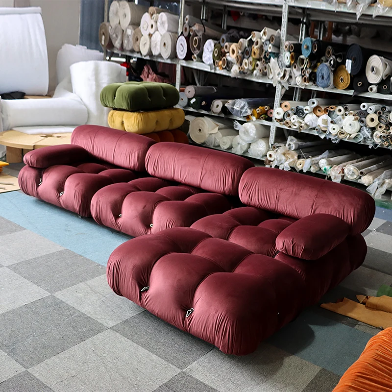 Red Wine Velvet Mario Bellini Sofa Modular Sectional Sofa Living Room Sofa Furniture