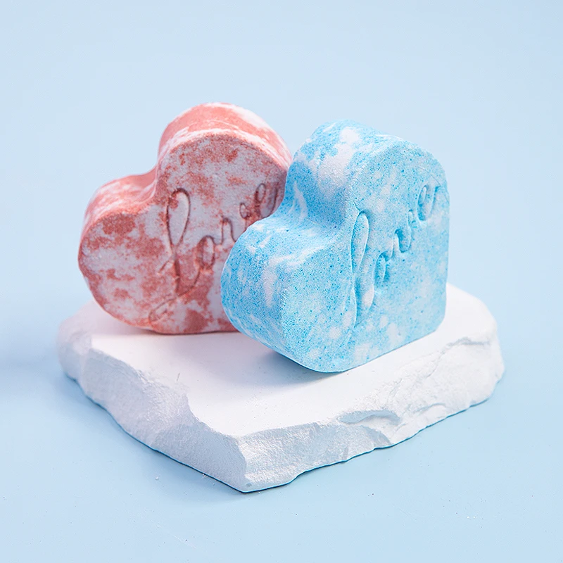 Custom Private Label Woman Mother Heart Shape Bath Fizzies Set Organic Ingredient Natural Bath Bombs