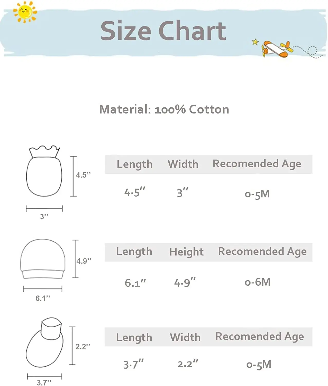 Newborn Hospital Beanie Cap No-Scratch Mitten Booties Baby Cap Mitten And Booties Set