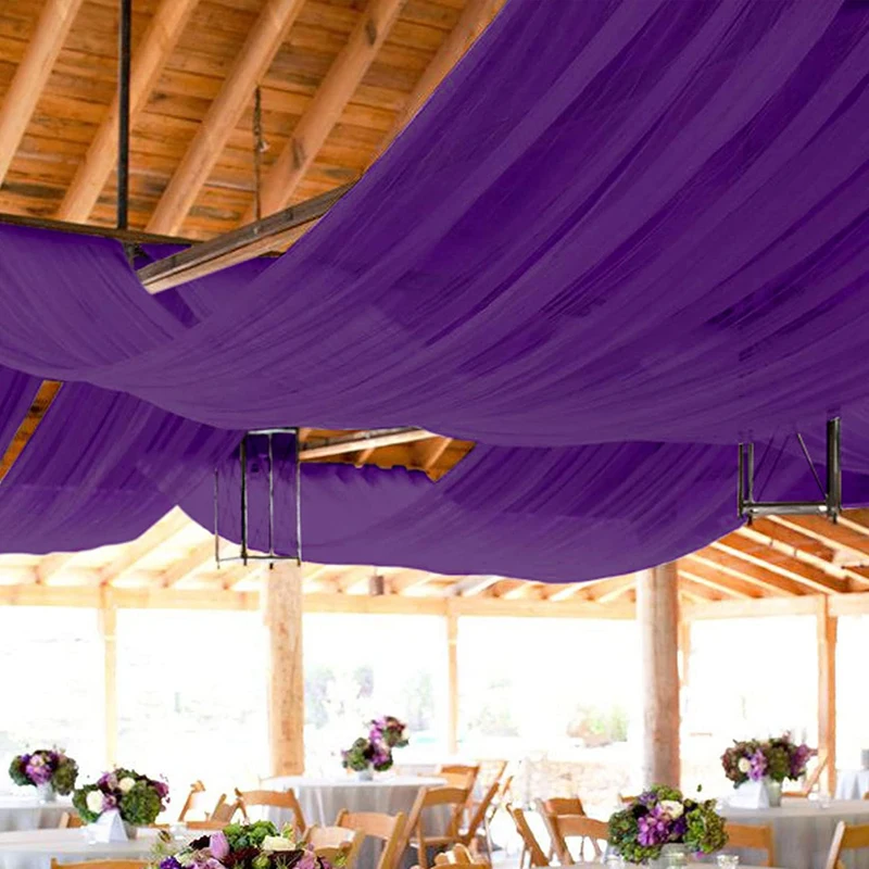 Premium Navy Blue Chiffon Tulle Ceiling Drapes for Weddings and Various Events Modern Style for Hotels and Hospitals