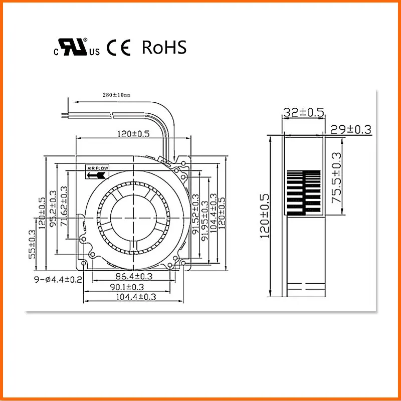 Violent High Speed 12V 24V 12032 120mm Blower 120x120x32mm DC Fan for BBQ Converter Vacuum Cleaner