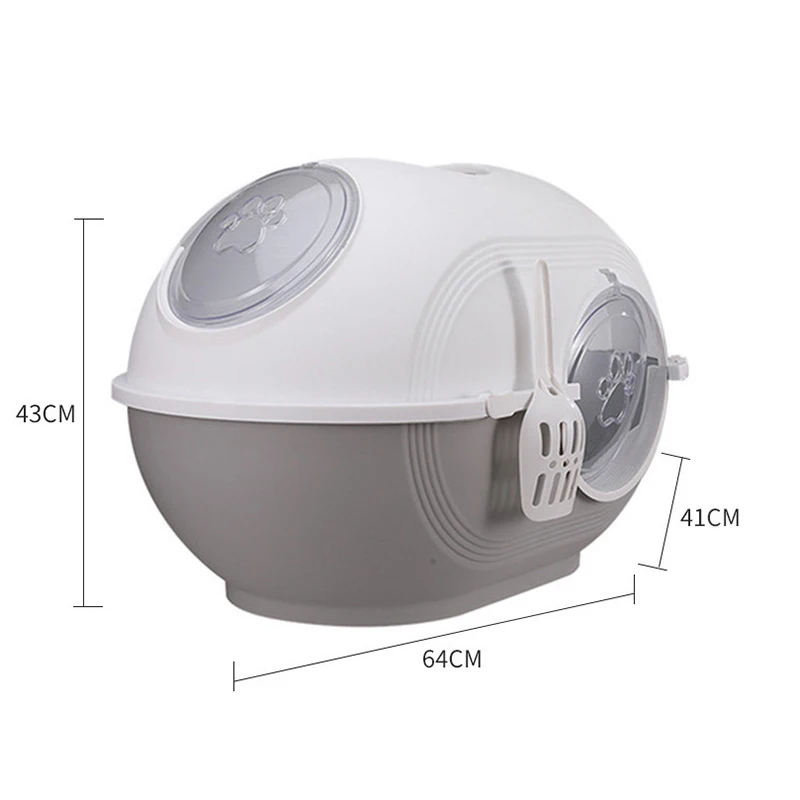Large portable manual cat sandbox plastic enclosed cat litter box