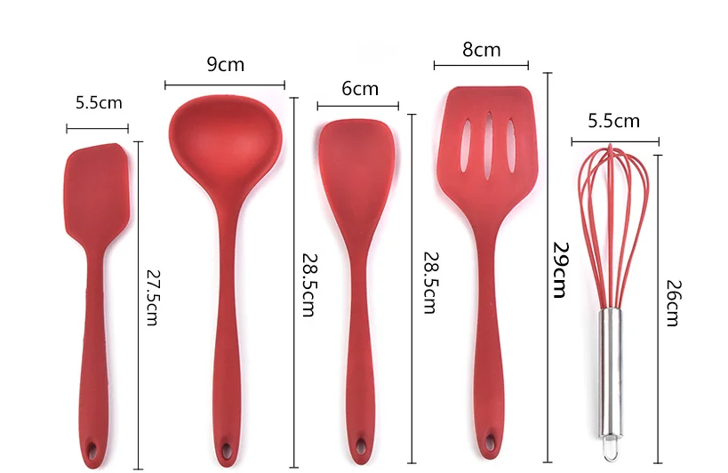 Silica gel kitchenware set environmental protection cooking shovel spoon tool kitchen utensils 10 sets of silica gel kitchenware