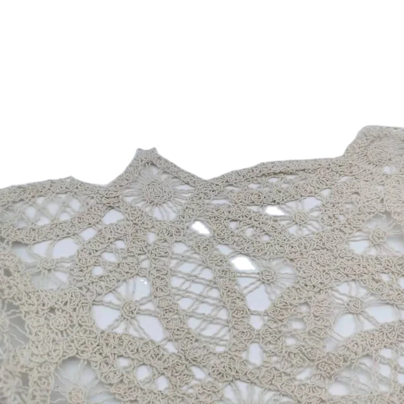 Кружевная вышитая 100% кружевная ткань с вышивкой бежевого цвета