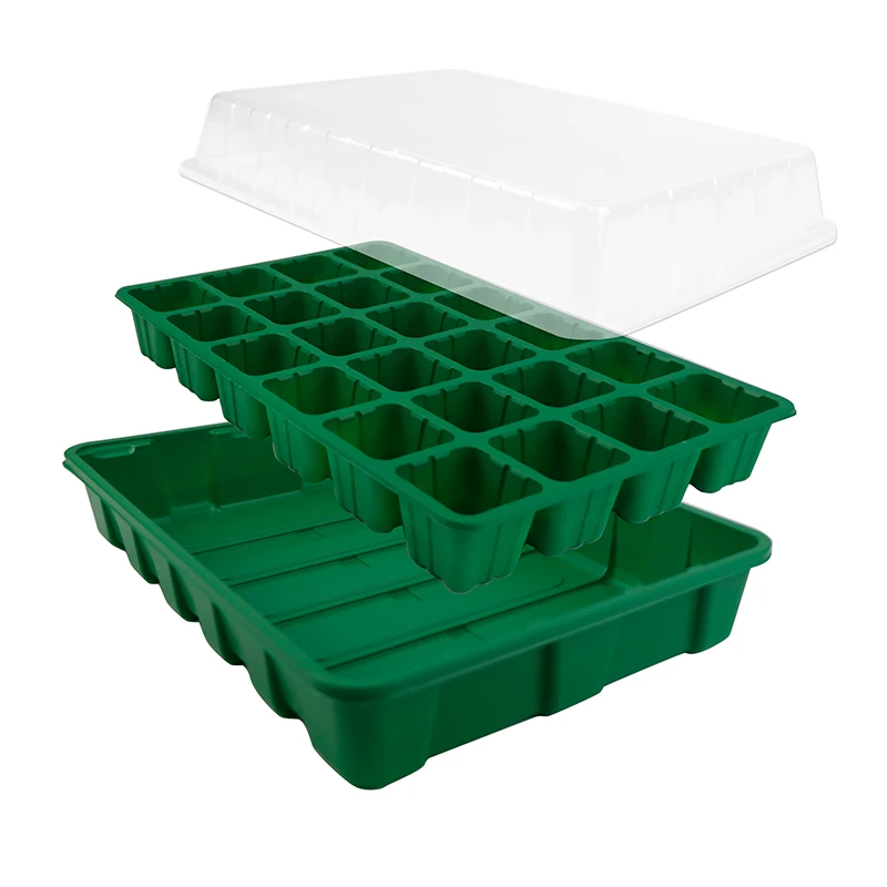 24 Cells High Efficiency Greenhouse Ps Plant Grow Indoor Nursery Propagation Germination Seed Tray with lid