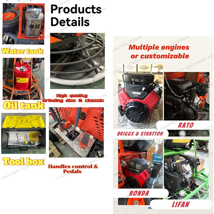37HP EPA Engine Ride on Helicopter Double Cylinder Disk Road Cement Finishing Machine Gasoline Driving Concrete Power Trowel