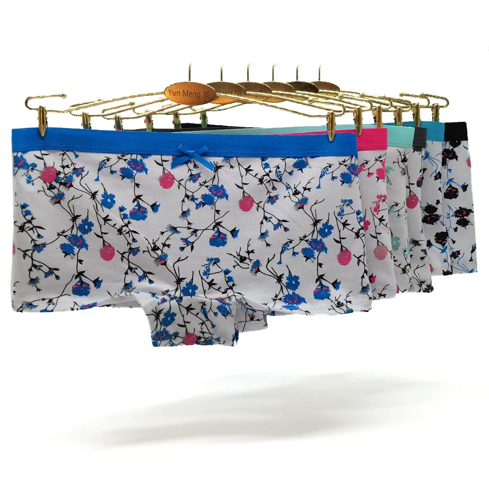 Women Underwear Briefs Boxer  Briefs Floral Printed 100% Cotton Underwear Briefs for Women