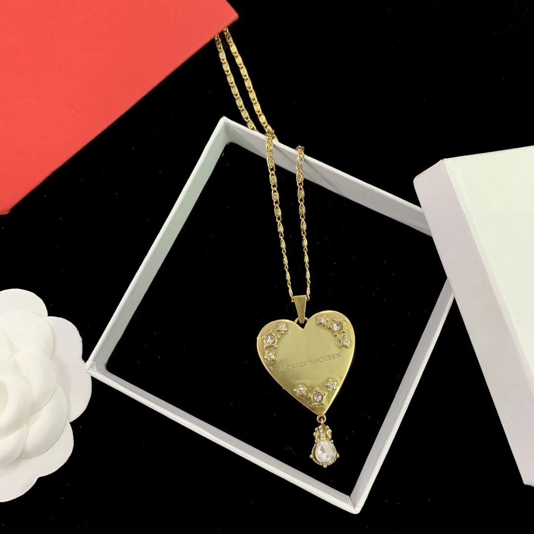 Alexanderxx McQueens New Product Direct 925 Silver Love Tassel Zircon Pendant Necklace Girlfriend Gift Jewelry