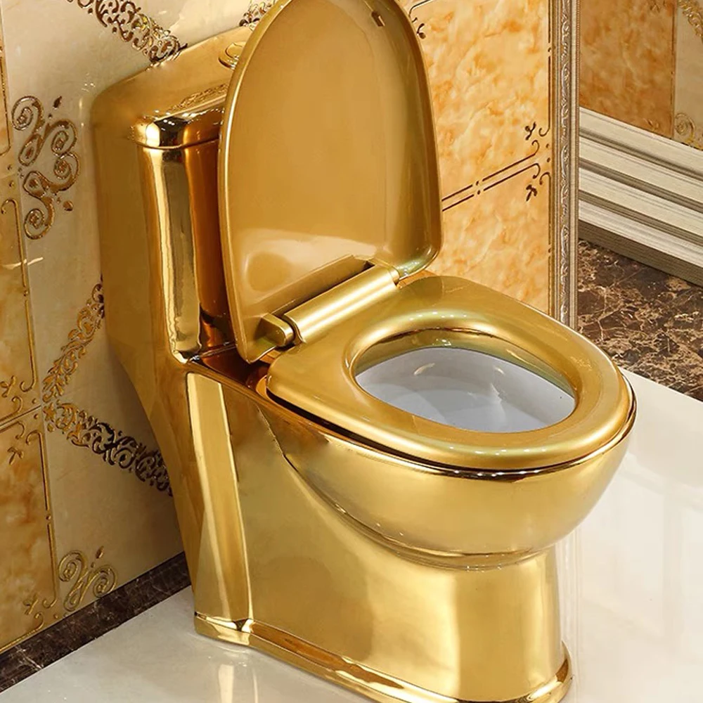 
High quality ceramics flush toilet luxury gold toilets for bedroom 
