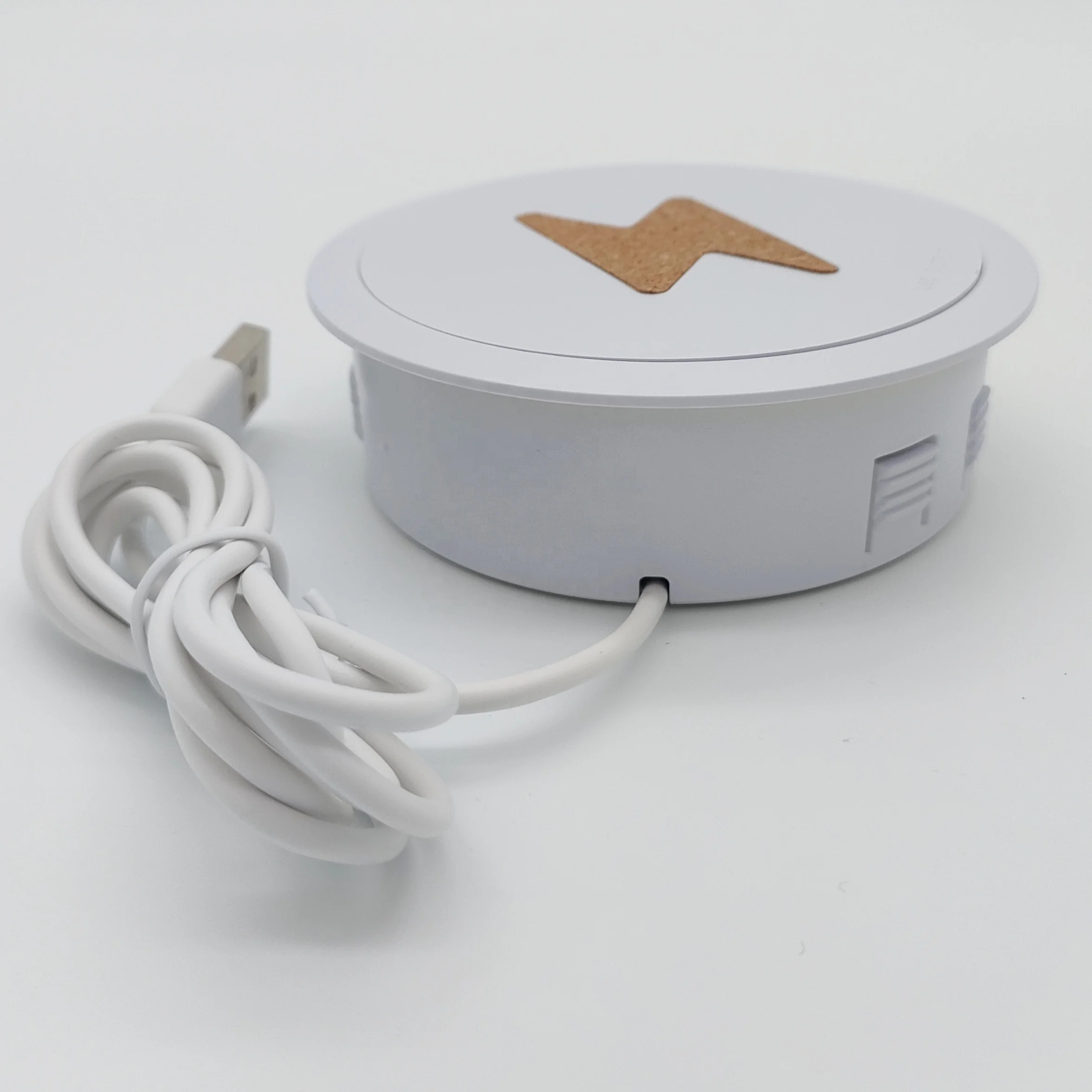 New product T12  USB built  furniture table embedded desktop 15W fast qi charging station