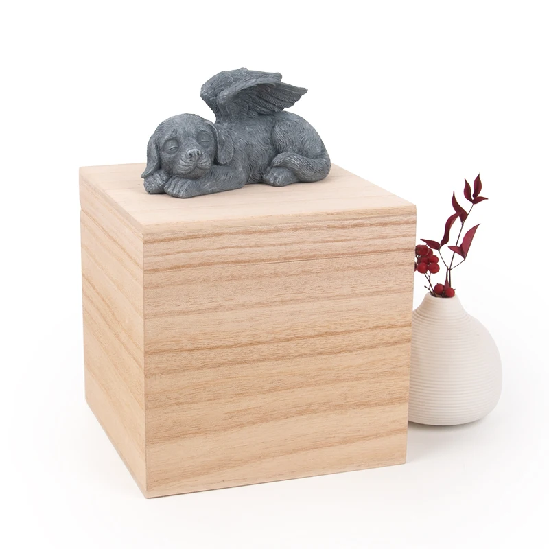 wholesale OEM unfinished paulownia wood urn for pet cremation ashes keepsake dog cat animal urn wooden pet urn